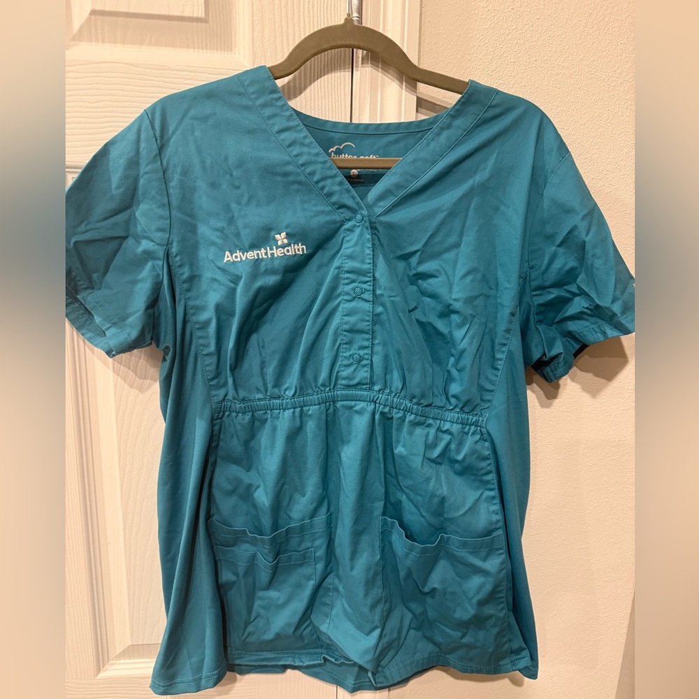Advent health MATERNITY Teal Women's 3-Pocket Scrub Top